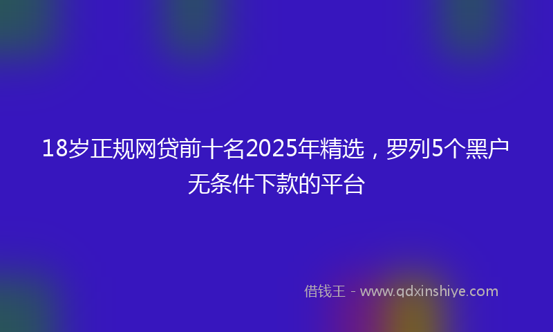 18岁正规网贷前十名2025年精选，罗列5个黑户无条件下款的平台