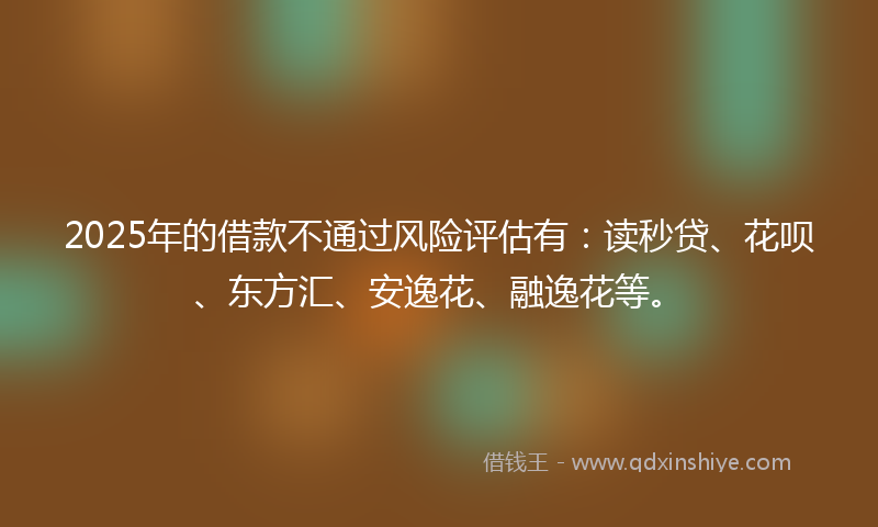 2025年的借款不通过风险评估有：读秒贷、花呗、东方汇、安逸花、融逸花等。