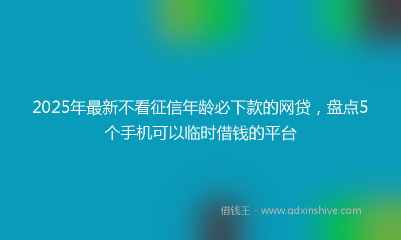 2025年最新不看征信年龄必下款的网贷，盘点5个手机可以临时借钱的平台