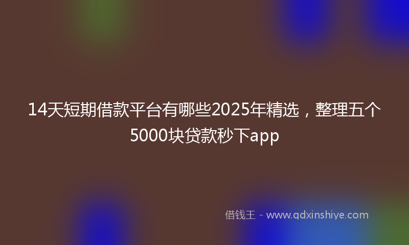 14天短期借款平台有哪些2025年精选，整理五个5000块贷款秒下app