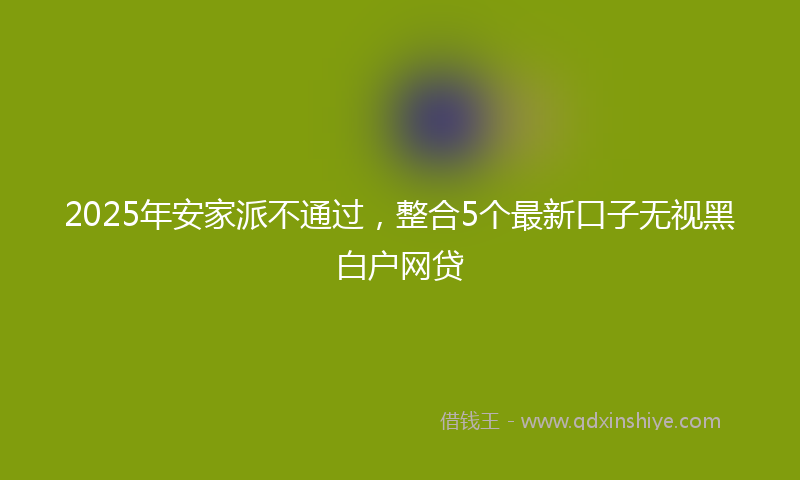 2025年安家派不通过，整合5个最新口子无视黑白户网贷