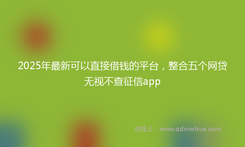 2025年最新可以直接借钱的平台，整合五个网贷无视不查征信app