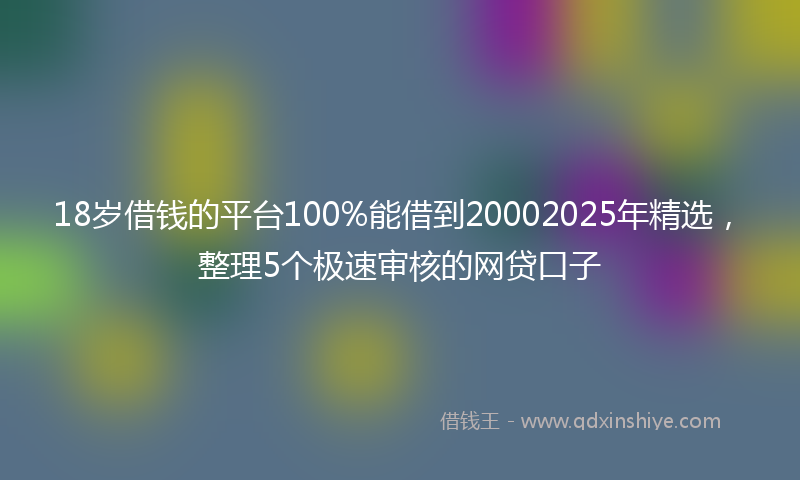 18岁借钱的平台100%能借到20002025年精选，整理5个极速审核的网贷口子