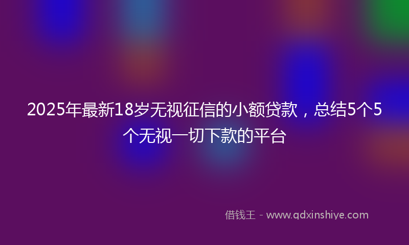 2025年最新18岁无视征信的小额贷款，总结5个5个无视一切下款的平台