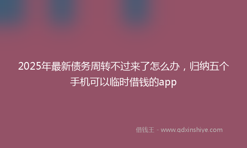 2025年最新债务周转不过来了怎么办，归纳五个手机可以临时借钱的app