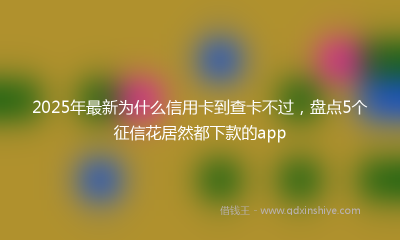 2025年最新为什么信用卡到查卡不过，盘点5个征信花居然都下款的app