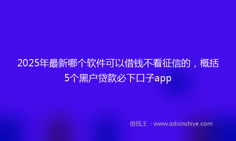 2025年最新哪个软件可以借钱不看征信的，概括5个黑户贷款必下口子app