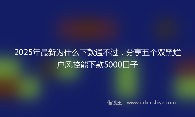 2025年最新为什么下款通不过，分享五个双黑烂户风控能下款5000口子