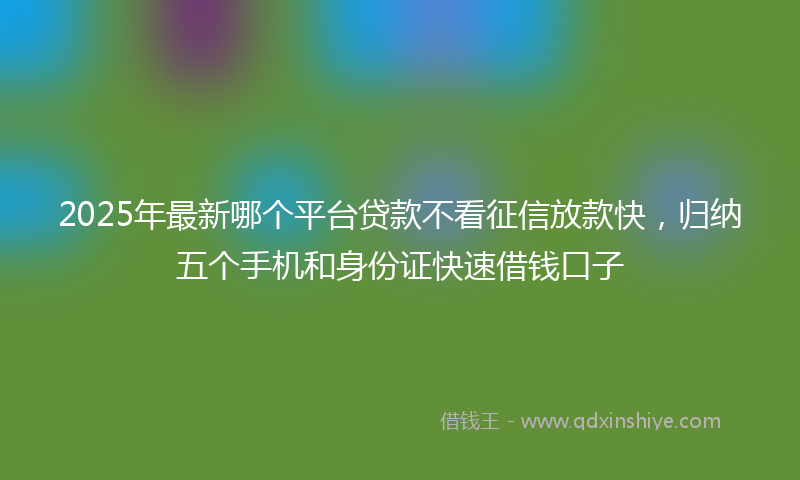 2025年最新哪个平台贷款不看征信放款快，归纳五个手机和身份证快速借钱口子