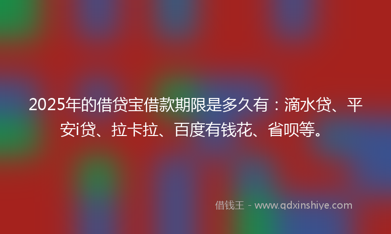 2025年的借贷宝借款期限是多久有：滴水贷、平安i贷、拉卡拉、百度有钱花、省呗等。