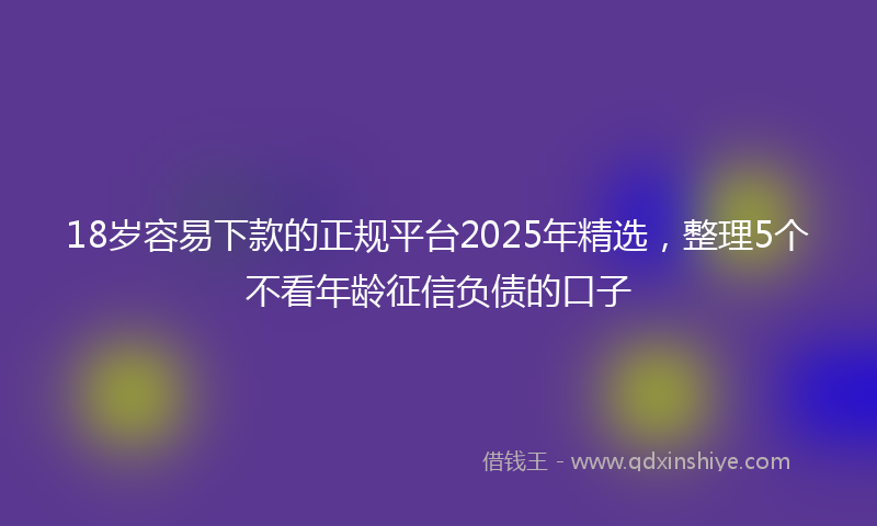 18岁容易下款的正规平台2025年精选，整理5个不看年龄征信负债的口子