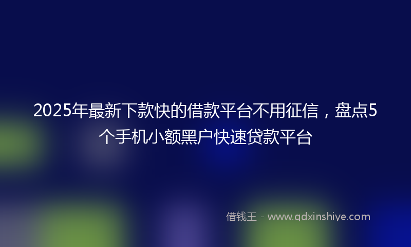 2025年最新下款快的借款平台不用征信，盘点5个手机小额黑户快速贷款平台
