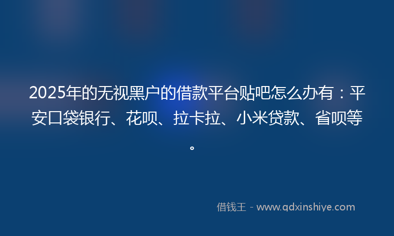 2025年的无视黑户的借款平台贴吧怎么办有：平安口袋银行、花呗、拉卡拉、小米贷款、省呗等。