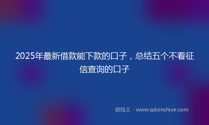 2025年最新借款能下款的口子，总结五个不看征信查询的口子