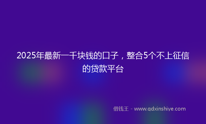 2025年最新一千块钱的口子，整合5个不上征信的贷款平台