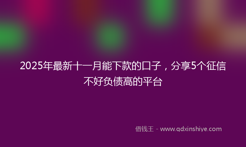 2025年最新十一月能下款的口子，分享5个征信不好负债高的平台