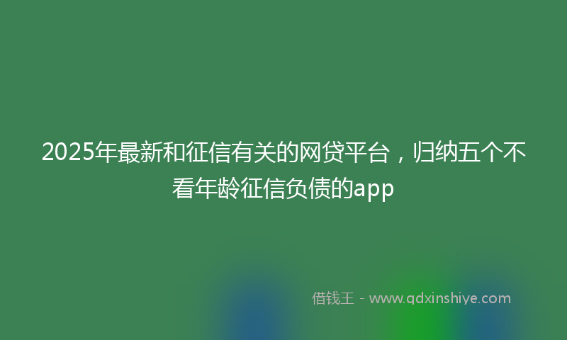 2025年最新和征信有关的网贷平台，归纳五个不看年龄征信负债的app