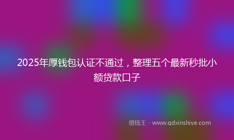 2025年厚钱包认证不通过，整理五个最新秒批小额贷款口子