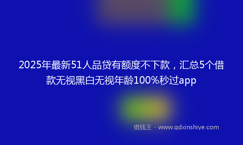 2025年最新51人品贷有额度不下款，汇总5个借款无视黑白无视年龄100%秒过app