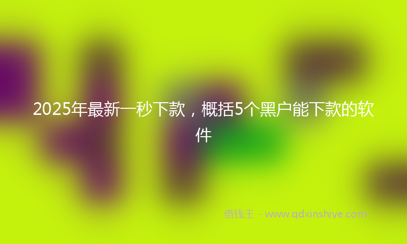 2025年最新一秒下款，概括5个黑户能下款的软件