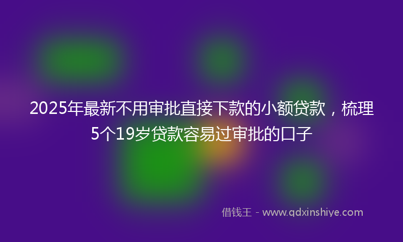 2025年最新不用审批直接下款的小额贷款，梳理5个19岁贷款容易过审批的口子