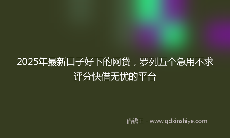 2025年最新口子好下的网贷，罗列五个急用不求评分快借无忧的平台