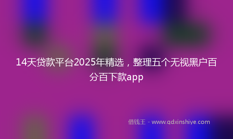 14天贷款平台2025年精选，整理五个无视黑户百分百下款app