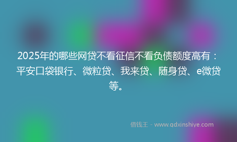 2025年的哪些网贷不看征信不看负债额度高有：平安口袋银行、微粒贷、我来贷、随身贷、e微贷等。