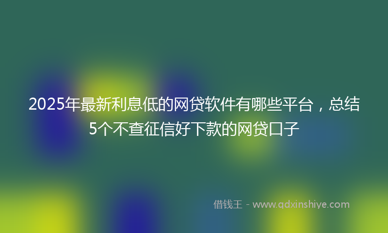 2025年最新利息低的网贷软件有哪些平台，总结5个不查征信好下款的网贷口子
