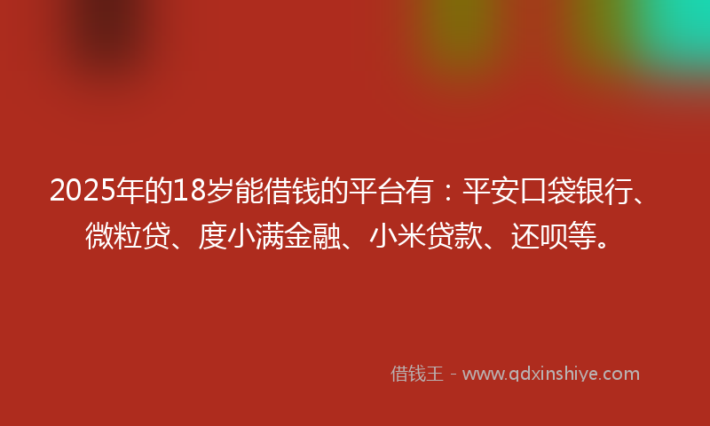 2025年的18岁能借钱的平台有：平安口袋银行、微粒贷、度小满金融、小米贷款、还呗等。