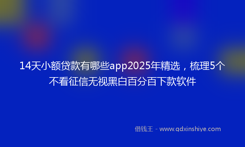 14天小额贷款有哪些app2025年精选，梳理5个不看征信无视黑白百分百下款软件