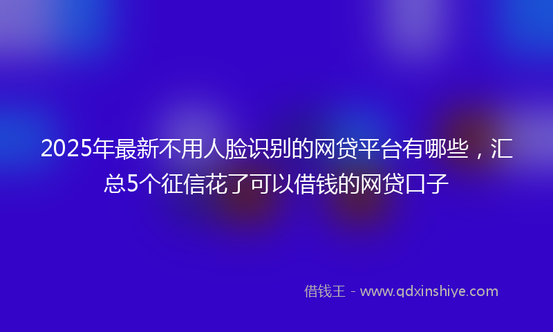 2025年最新不用人脸识别的网贷平台有哪些，汇总5个征信花了可以借钱的网贷口子