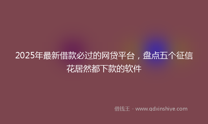 2025年最新借款必过的网贷平台，盘点五个征信花居然都下款的软件