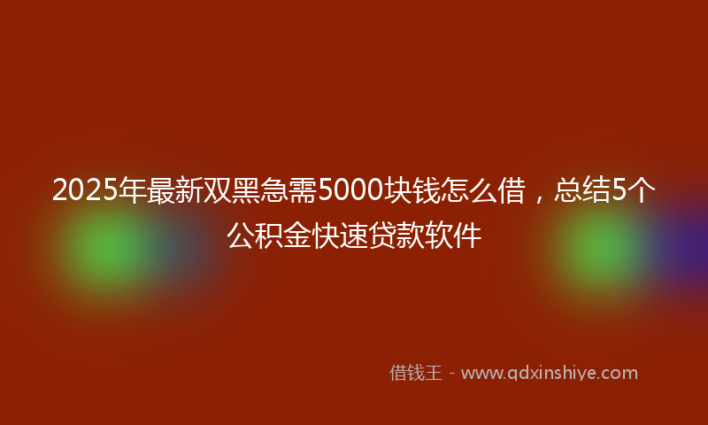 2025年最新双黑急需5000块钱怎么借，总结5个公积金快速贷款软件