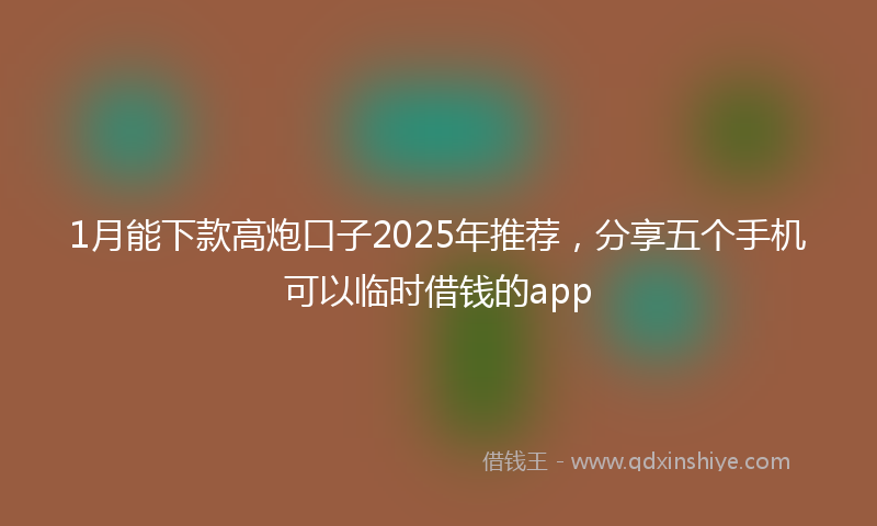 1月能下款高炮口子2025年推荐，分享五个手机可以临时借钱的app