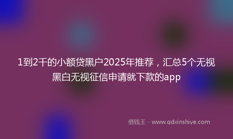1到2千的小额贷黑户2025年推荐，汇总5个无视黑白无视征信申请就下款的app