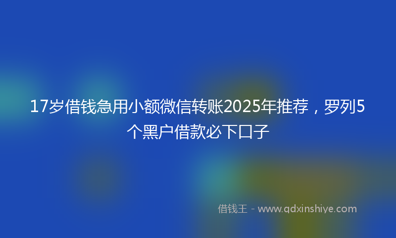 17岁借钱急用小额微信转账2025年推荐，罗列5个黑户借款必下口子