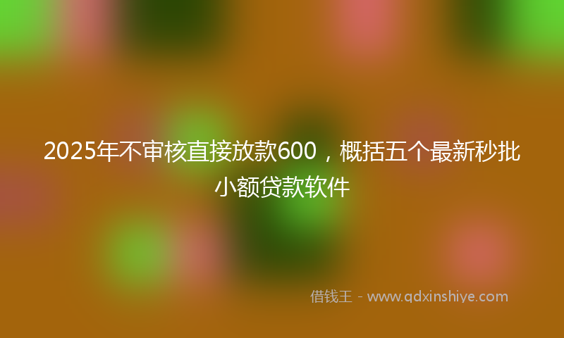 2025年不审核直接放款600，概括五个最新秒批小额贷款软件