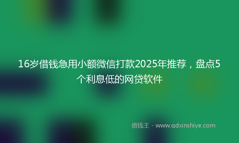 16岁借钱急用小额微信打款2025年推荐，盘点5个利息低的网贷软件