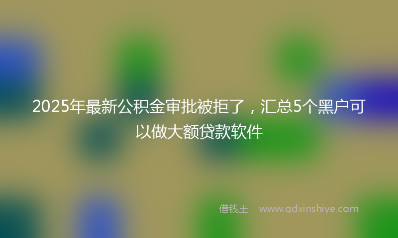 2025年最新公积金审批被拒了，汇总5个黑户可以做大额贷款软件
