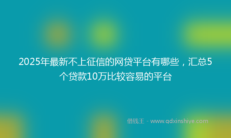 2025年最新不上征信的网贷平台有哪些，汇总5个贷款10万比较容易的平台