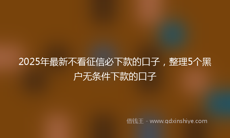 2025年最新不看征信必下款的口子，整理5个黑户无条件下款的口子