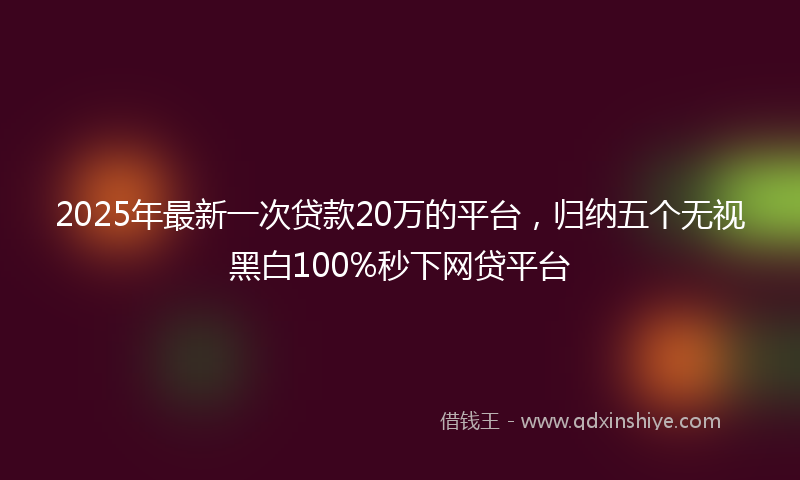 2025年最新一次贷款20万的平台，归纳五个无视黑白100%秒下网贷平台