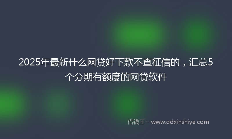 2025年最新什么网贷好下款不查征信的，汇总5个分期有额度的网贷软件