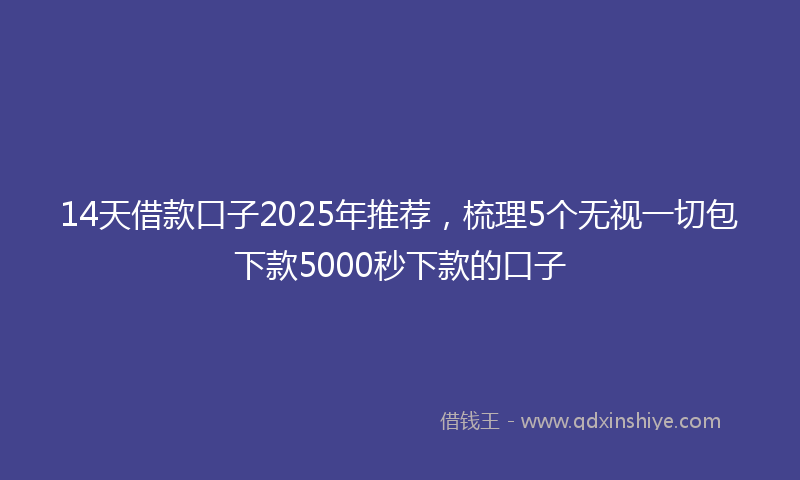 14天借款口子2025年推荐，梳理5个无视一切包下款5000秒下款的口子