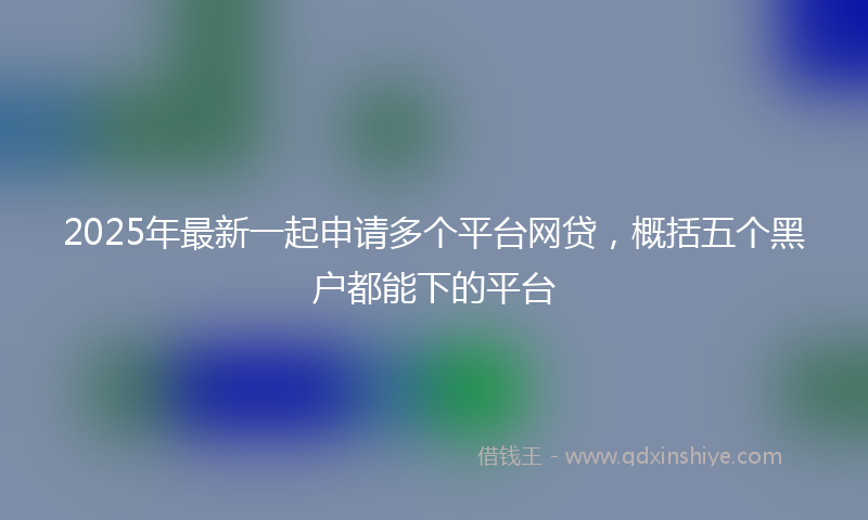 2025年最新一起申请多个平台网贷，概括五个黑户都能下的平台