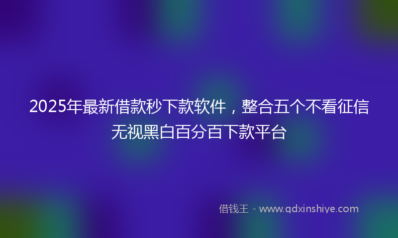 2025年最新借款秒下款软件，整合五个不看征信无视黑白百分百下款平台