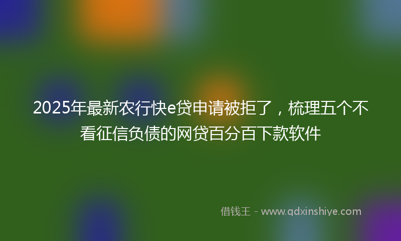 2025年最新农行快e贷申请被拒了，梳理五个不看征信负债的网贷百分百下款软件