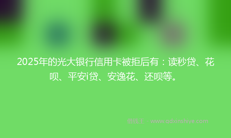 2025年的光大银行信用卡被拒后有：读秒贷、花呗、平安i贷、安逸花、还呗等。