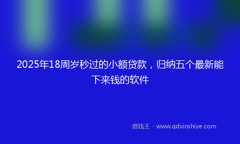 2025年18周岁秒过的小额贷款，归纳五个最新能下来钱的软件